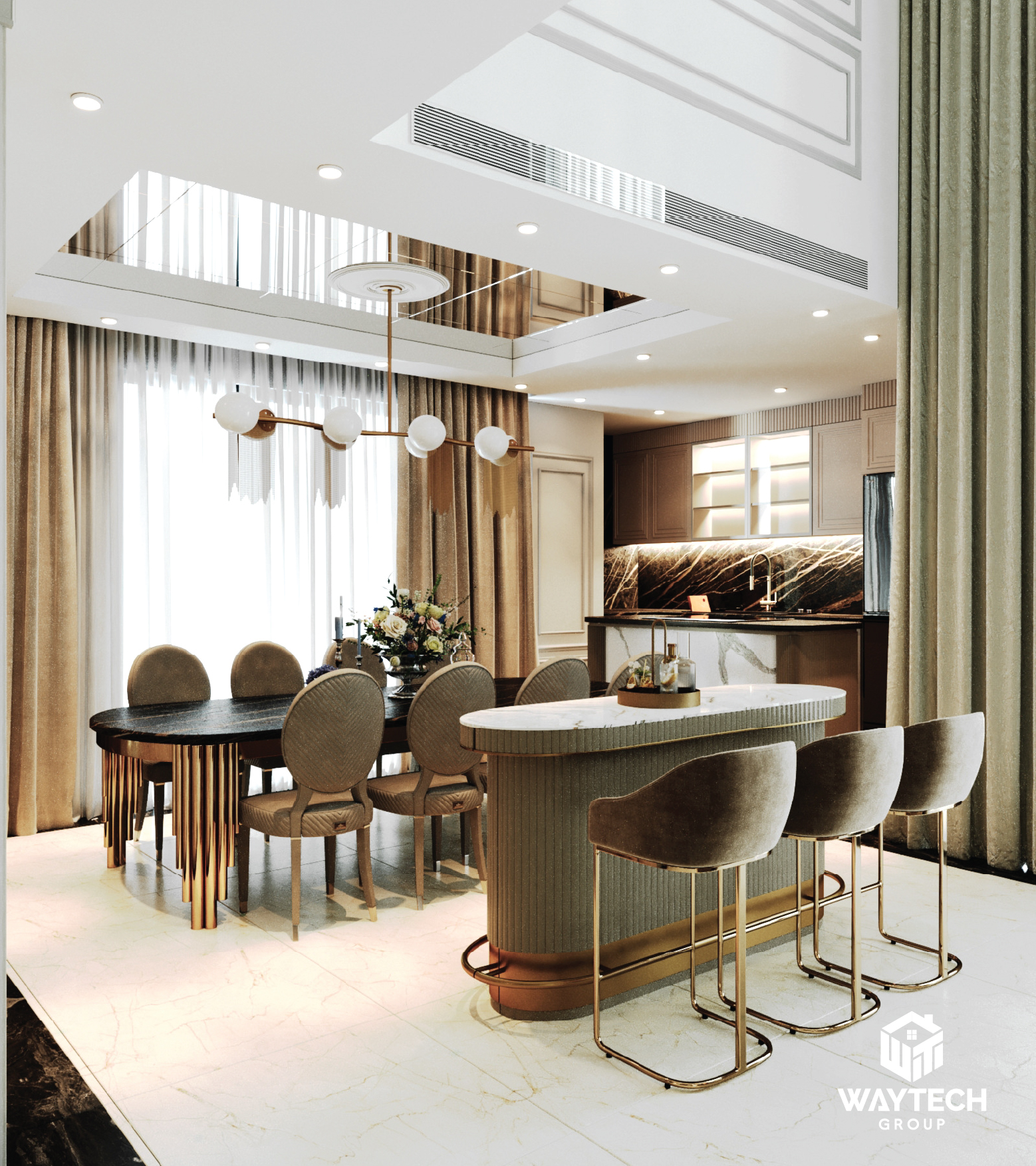Quầy bar và bếp